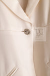CHANEL 11C Ivory Cream Simple Single Logo Button Tailored Wool Jacket 38 シャネル アイボリー クリーム ウール シンプル ブレザー ジャケット ココボタン 即発