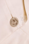 CHANEL 11C Ivory Cream Simple Single Logo Button Tailored Wool Jacket 38 シャネル アイボリー クリーム ウール シンプル ブレザー ジャケット ココボタン 即発