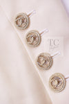 CHANEL 11C Ivory Cream Simple Single Logo Button Tailored Wool Jacket 38 シャネル アイボリー クリーム ウール シンプル ブレザー ジャケット ココボタン 即発