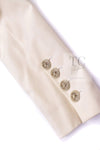 CHANEL 11C Ivory Cream Simple Single Logo Button Tailored Wool Jacket 38 シャネル アイボリー クリーム ウール シンプル ブレザー ジャケット ココボタン 即発