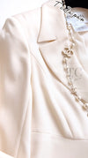 CHANEL 11C Ivory Cream Simple Single Logo Button Tailored Wool Jacket 38 シャネル アイボリー クリーム ウール シンプル ブレザー ジャケット ココボタン 即発