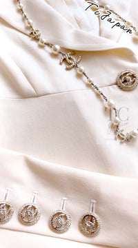 CHANEL 11C Ivory Cream Simple Single Logo Button Tailored Wool Jacket 38 シャネル アイボリー クリーム ウール シンプル ブレザー ジャケット ココボタン 即発
