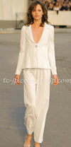 CHANEL 11C Ivory Cream Simple Single Logo Button Tailored Wool Jacket 38 シャネル アイボリー クリーム ウール シンプル ブレザー ジャケット ココボタン 即発