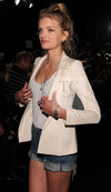 CHANEL 11C Ivory Cream Simple Single Logo Button Tailored Wool Jacket 38 シャネル アイボリー クリーム ウール シンプル ブレザー ジャケット ココボタン 即発