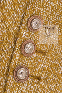 CHANEL 14PF Beige Brown Wool Cotton Tweed Jacket Skirt Suit 44 シャネル ベージュ ブラウン ウール コットン ツイード ジャケット スカート スーツ 即発