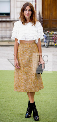 CHANEL 14PF Beige Brown Wool Cotton Tweed Jacket Skirt Suit 44 シャネル ベージュ ブラウン ウール コットン ツイード ジャケット スカート スーツ 即発