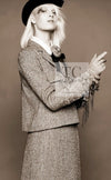 CHANEL 14PF Beige Brown Wool Cotton Tweed Jacket Skirt Suit 44 シャネル ベージュ ブラウン ウール コットン ツイード ジャケット スカート スーツ 即発