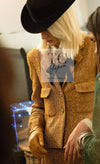CHANEL 14PF Beige Brown Wool Cotton Tweed Jacket Skirt Suit 44 シャネル ベージュ ブラウン ウール コットン ツイード ジャケット スカート スーツ 即発
