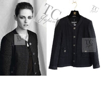 CHANEL 16C Little Black Cotton Tweed Collarless Jacket 44 シャネル リトル ブラック コットン ツイード ノーカラー ジャケット 即発