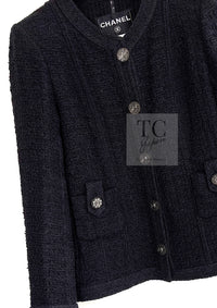 CHANEL 16C Little Black Cotton Tweed Collarless Jacket 44 シャネル リトル ブラック コットン ツイード ノーカラー ジャケット 即発