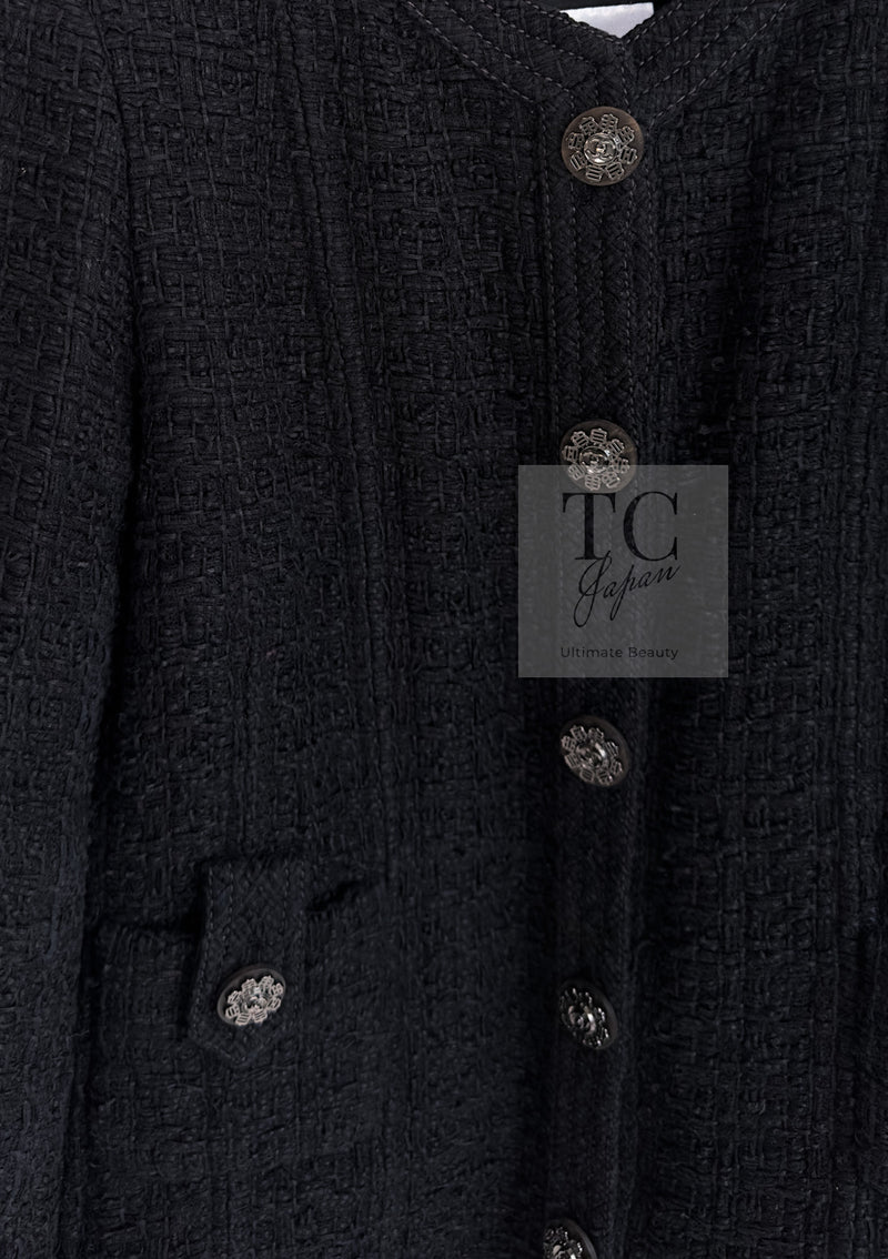 CHANEL 16C Little Black Cotton Tweed Collarless Jacket 44 シャネル リトル ブラック コットン ツイード ノーカラー ジャケット 即発