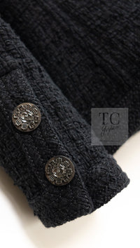 CHANEL 16C Little Black Cotton Tweed Collarless Jacket 44 シャネル リトル ブラック コットン ツイード ノーカラー ジャケット 即発