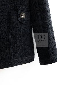 CHANEL 16C Little Black Cotton Tweed Collarless Jacket 44 シャネル リトル ブラック コットン ツイード ノーカラー ジャケット 即発