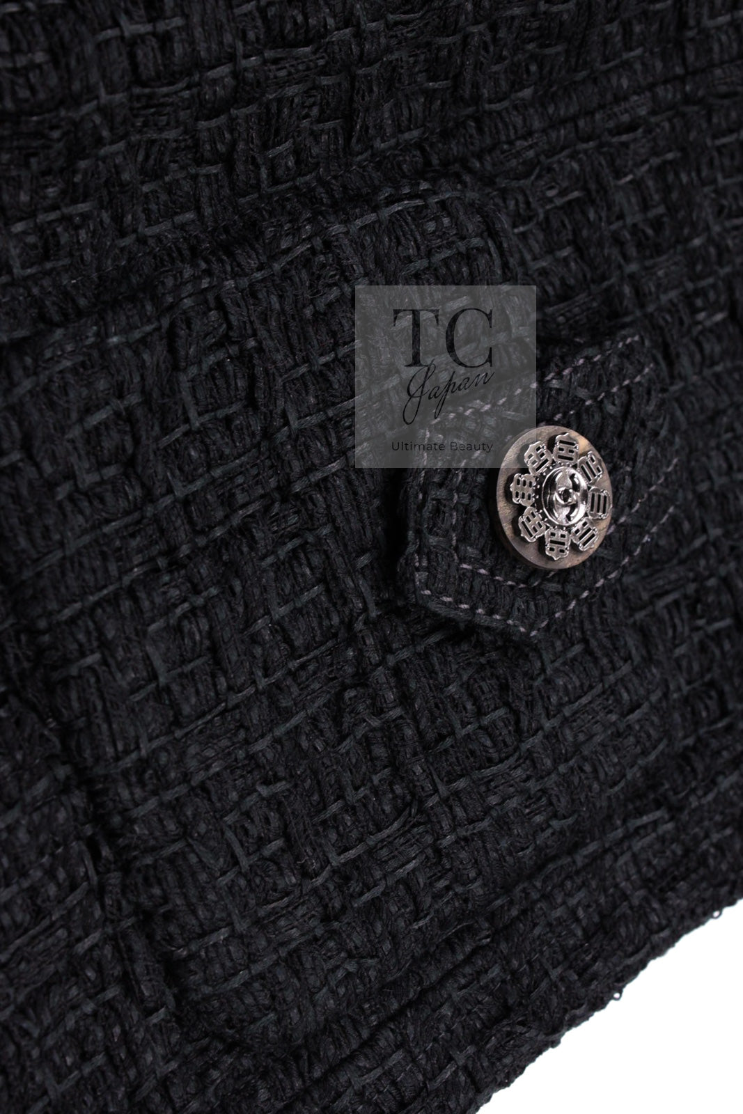 CHANEL 16C Little Black Cotton Tweed Collarless Jacket 44 シャネル リトル ブラック コットン ツイード ノーカラー ジャケット 即発