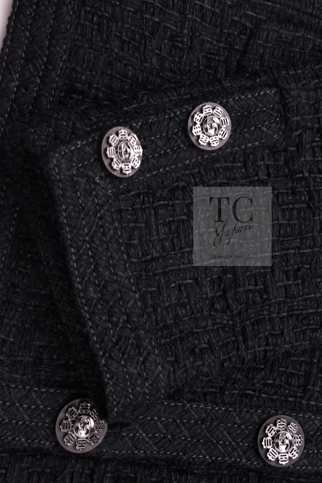 CHANEL 16C Little Black Cotton Tweed Collarless Jacket 44 シャネル リトル ブラック コットン ツイード ノーカラー ジャケット 即発