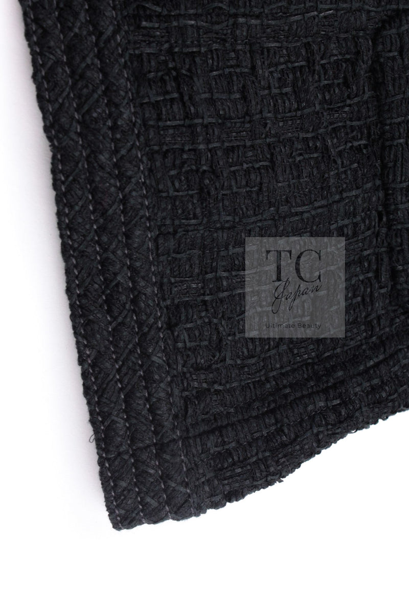CHANEL 16C Little Black Cotton Tweed Collarless Jacket 44 シャネル リトル ブラック コットン ツイード ノーカラー ジャケット 即発
