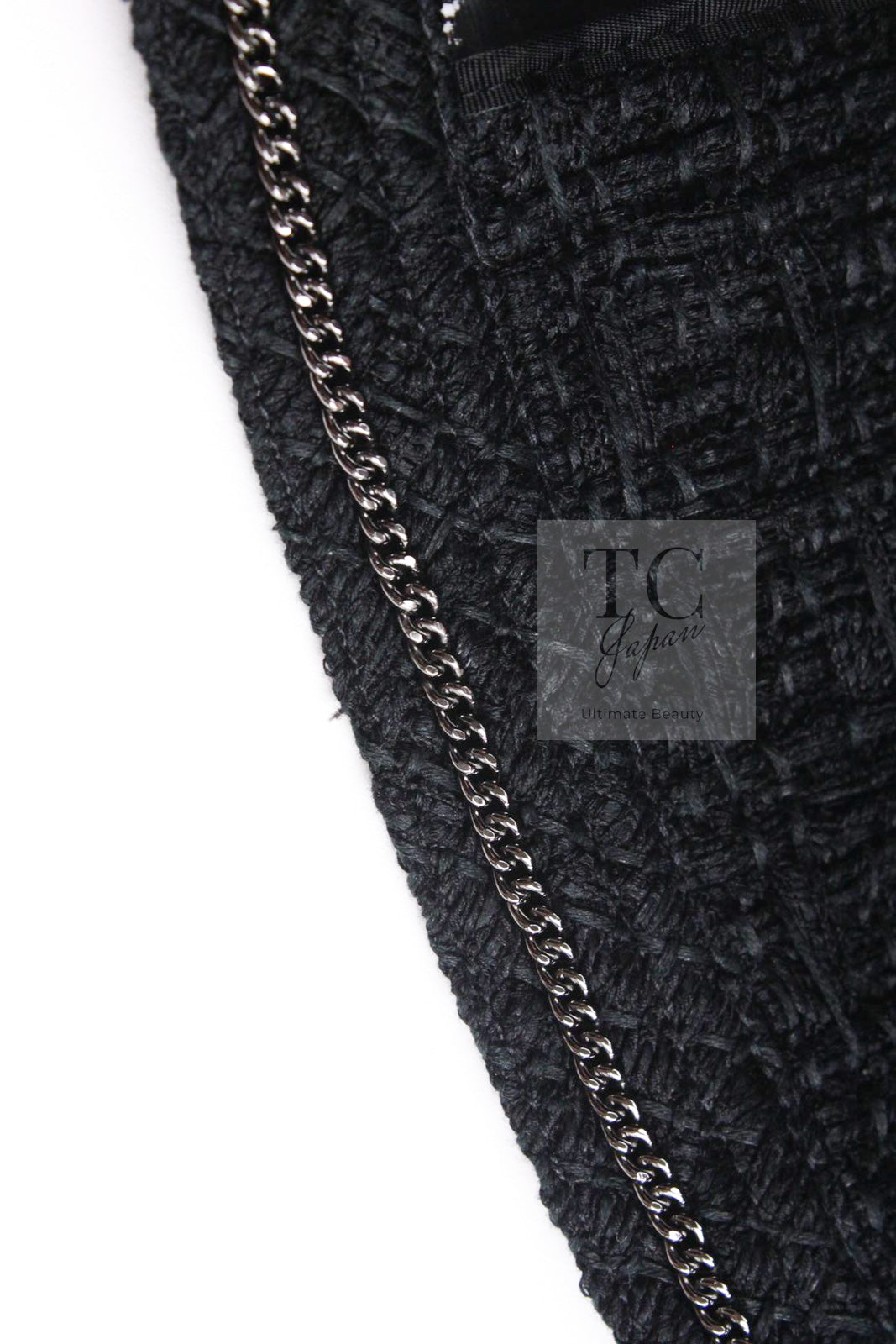 CHANEL 16C Little Black Cotton Tweed Collarless Jacket 44 シャネル リトル ブラック コットン ツイード ノーカラー ジャケット 即発