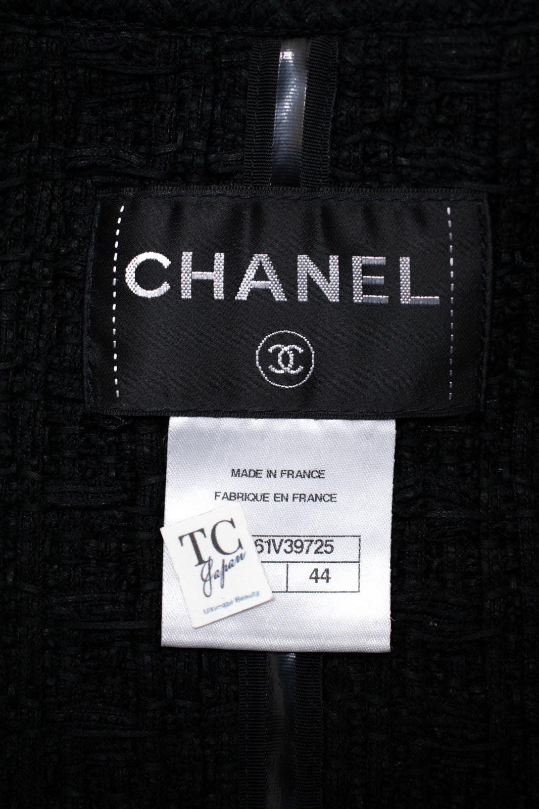 CHANEL 16C Little Black Cotton Tweed Collarless Jacket 44 シャネル リトル ブラック コットン ツイード ノーカラー ジャケット 即発
