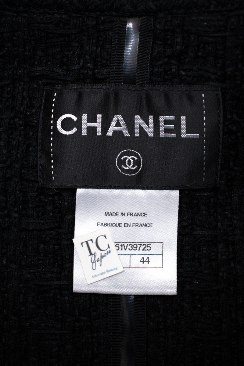 CHANEL 16C Little Black Cotton Tweed Collarless Jacket 44 シャネル リトル ブラック コットン ツイード ノーカラー ジャケット 即発