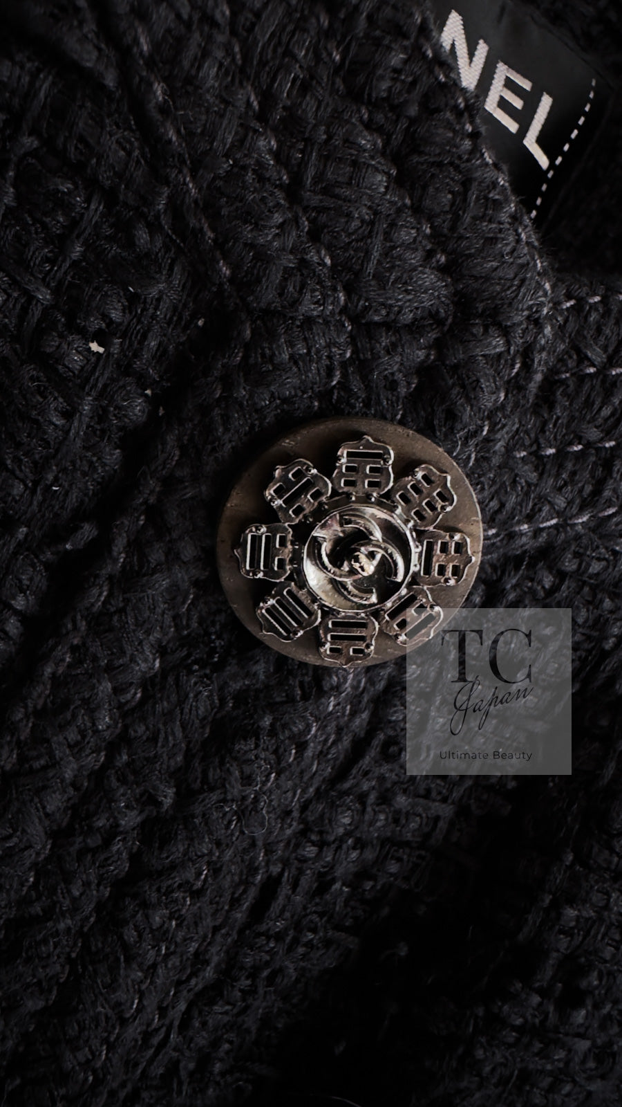 CHANEL 16C Little Black Cotton Tweed Collarless Jacket 44 シャネル リトル ブラック コットン ツイード ノーカラー ジャケット 即発