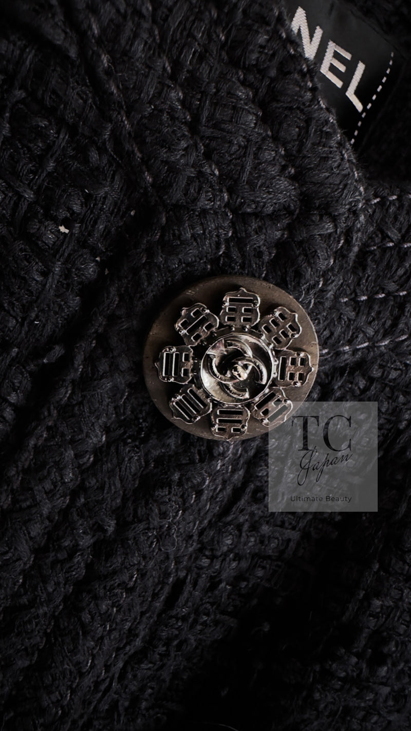 CHANEL 16C Little Black Cotton Tweed Collarless Jacket 44 シャネル リトル ブラック コットン ツイード ノーカラー ジャケット 即発