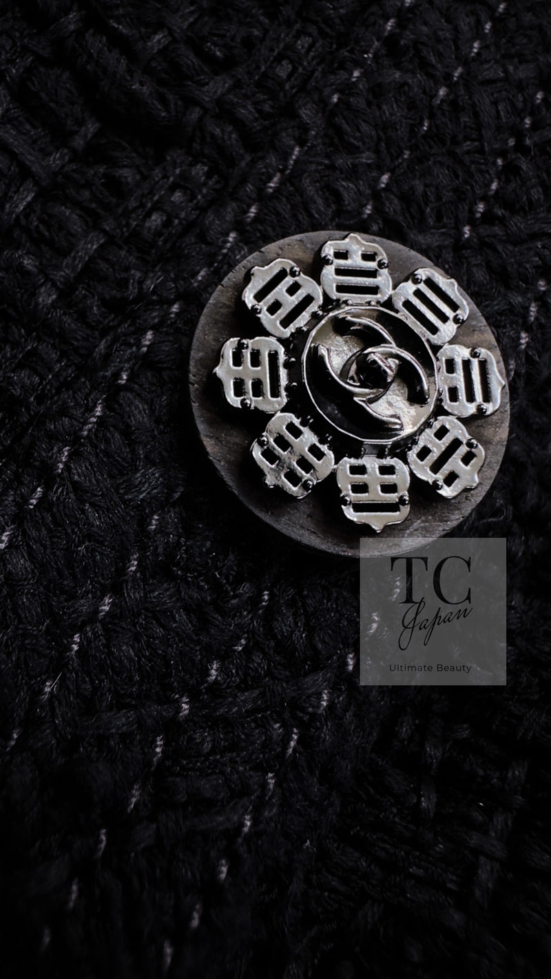 CHANEL 16C Little Black Cotton Tweed Collarless Jacket 44 シャネル リトル ブラック コットン ツイード ノーカラー ジャケット 即発