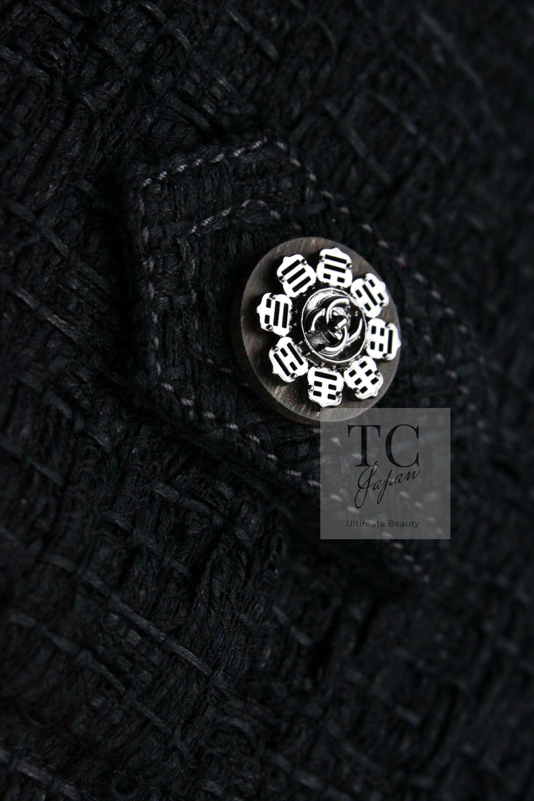 CHANEL 16C Little Black Cotton Tweed Collarless Jacket 44 シャネル リトル ブラック コットン ツイード ノーカラー ジャケット 即発