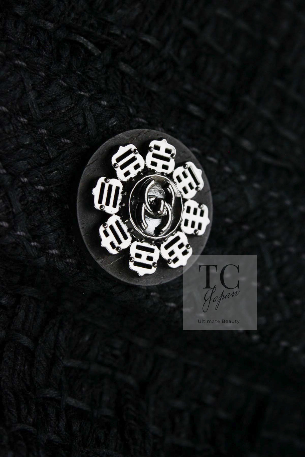 CHANEL 16C Little Black Cotton Tweed Collarless Jacket 44 シャネル リトル ブラック コットン ツイード ノーカラー ジャケット 即発