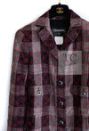 CHANEL 08PF Burgundy Black Tartan Check Jacket 34 36 シャネル バーガンディ ブラック タータン チェック柄 ジャケット 即発