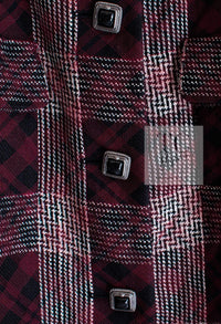 CHANEL 08PF Burgundy Black Tartan Check Jacket 34 36 シャネル バーガンディ ブラック タータン チェック柄 ジャケット 即発