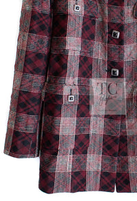 CHANEL 08PF Burgundy Black Tartan Check Jacket 34 36 シャネル バーガンディ ブラック タータン チェック柄 ジャケット 即発