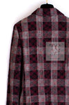 CHANEL 08PF Burgundy Black Tartan Check Jacket 34 36 シャネル バーガンディ ブラック タータン チェック柄 ジャケット 即発