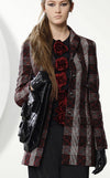 CHANEL 08PF Burgundy Black Tartan Check Jacket 34 36 シャネル バーガンディ ブラック タータン チェック柄 ジャケット 即発
