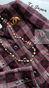 CHANEL 08PF Burgundy Black Tartan Check Jacket 34 36 シャネル バーガンディ ブラック タータン チェック柄 ジャケット 即発