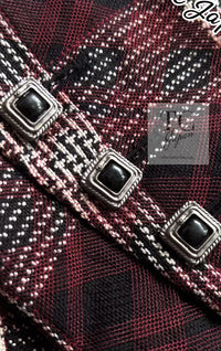 CHANEL 08PF Burgundy Black Tartan Check Jacket 34 36 シャネル バーガンディ ブラック タータン チェック柄 ジャケット 即発