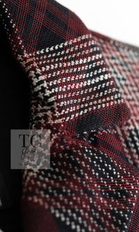 CHANEL 08PF Burgundy Black Tartan Check Jacket 34 36 シャネル バーガンディ ブラック タータン チェック柄 ジャケット 即発