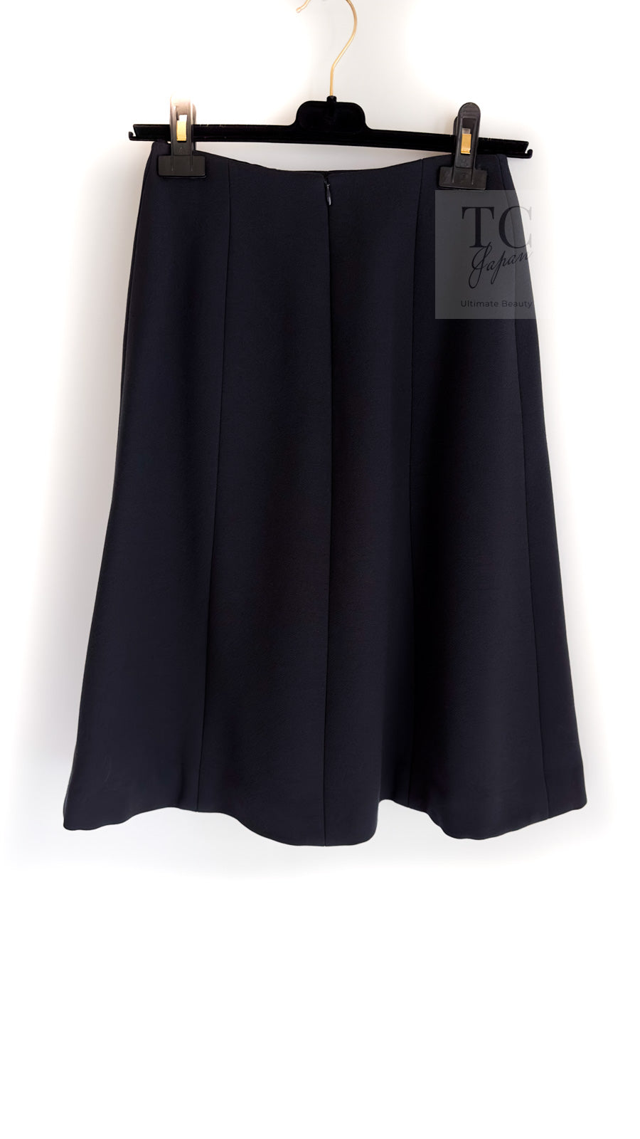 CHANEL 02A Dark Navy Rhinestones Vintage Wool Jacket Skirt Suit 38 40 シャネル ダークネイビー ウール ヘップバーン風 ラインストーン 王冠ジャケット スカート スーツ 即発