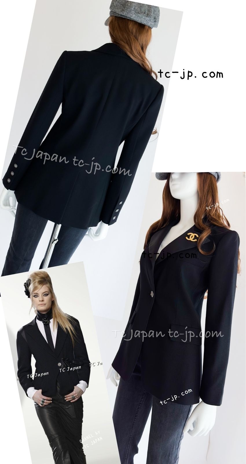 CHANEL 08PF Black Wool Lion Button Blazer Jacket 36 シャネル ブラック ウール ライオン ボタン シルク 襟 ブレザー ジャケット 即発