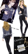 CHANEL 01A Navy Dark Gray Wool Tweed Jacket 38 40 42 シャネル ネイビー ダーグレー ポップコーン ウール ジャケット 即発