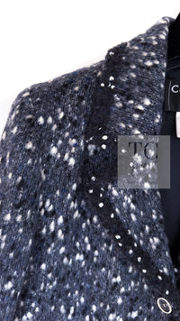 CHANEL 01A Navy Dark Gray Wool Tweed Jacket 38 40 42 シャネル ネイビー ダーグレー ポップコーン ウール ジャケット 即発
