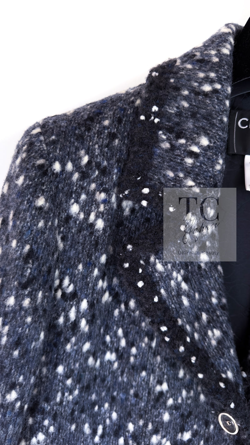 CHANEL 01A Navy Dark Gray Wool Tweed Jacket 38 40 42 シャネル ネイビー ダーグレー ポップコーン ウール ジャケット 即発