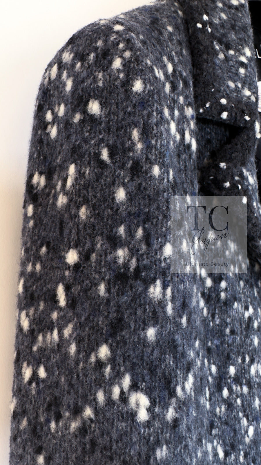 CHANEL 01A Navy Dark Gray Wool Tweed Jacket 38 40 42 シャネル ネイビー ダーグレー ポップコーン ウール ジャケット 即発