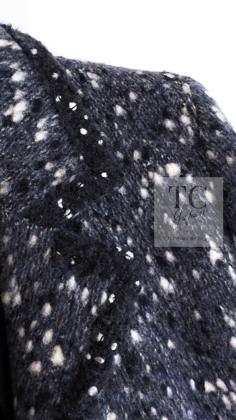 CHANEL 01A Navy Dark Gray Wool Tweed Jacket 38 40 42 シャネル ネイビー ダーグレー ポップコーン ウール ジャケット 即発