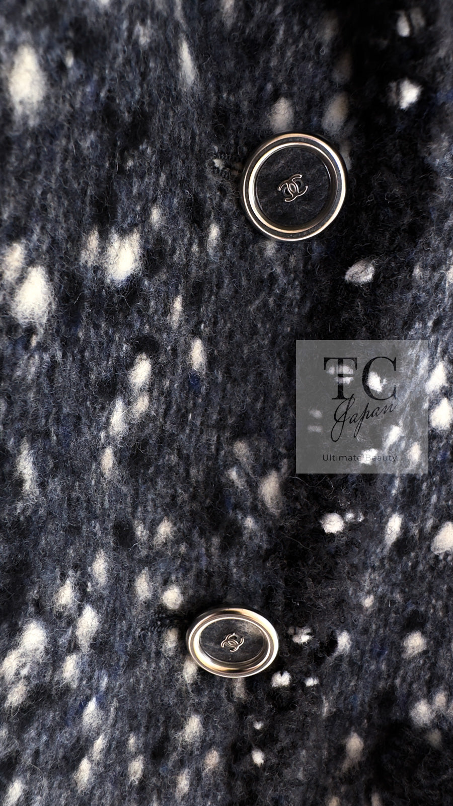 CHANEL 01A Navy Dark Gray Wool Tweed Jacket 38 40 42 シャネル ネイビー ダーグレー ポップコーン ウール ジャケット 即発