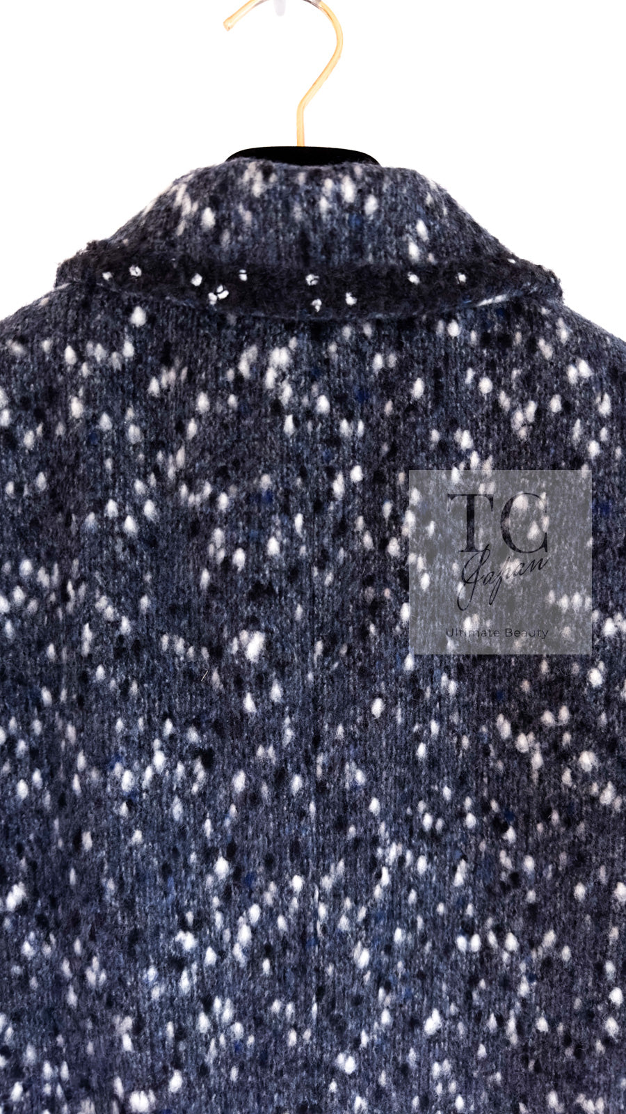CHANEL 01A Navy Dark Gray Wool Tweed Jacket 38 40 42 シャネル ネイビー ダーグレー ポップコーン ウール ジャケット 即発