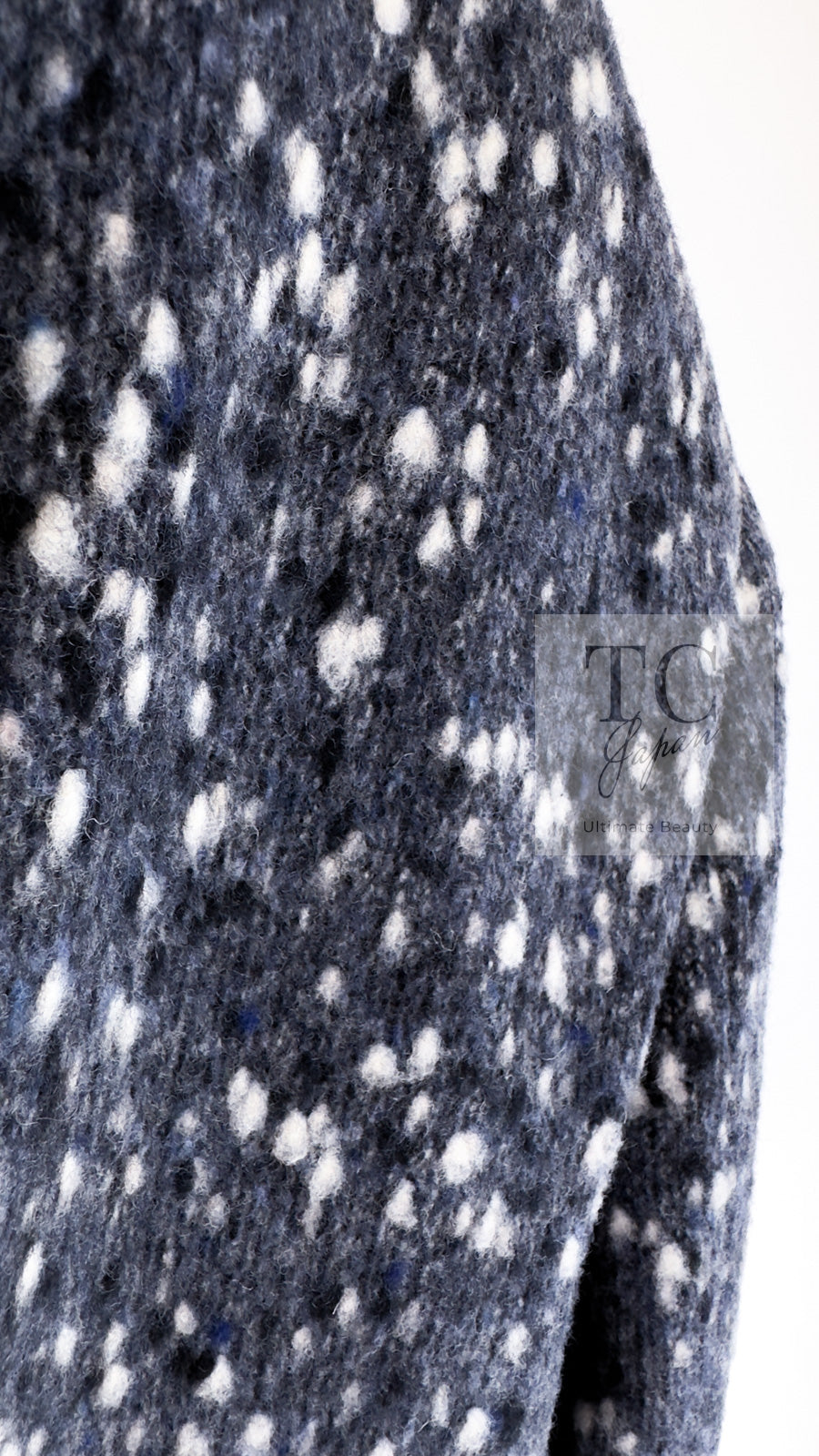 CHANEL 01A Navy Dark Gray Wool Tweed Jacket 38 40 42 シャネル ネイビー ダーグレー ポップコーン ウール ジャケット 即発