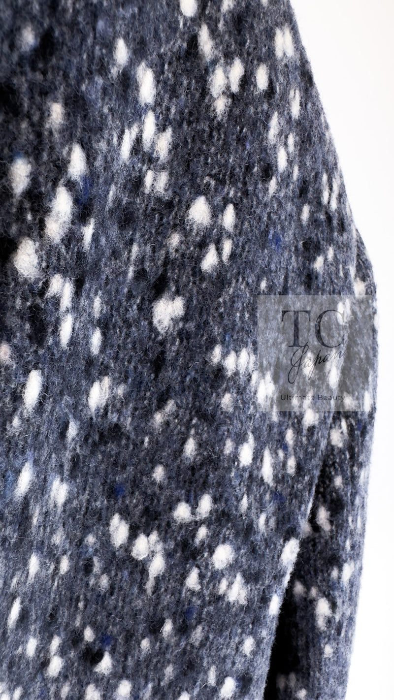 CHANEL 01A Navy Dark Gray Wool Tweed Jacket 38 40 42 シャネル ネイビー ダーグレー ポップコーン ウール ジャケット 即発