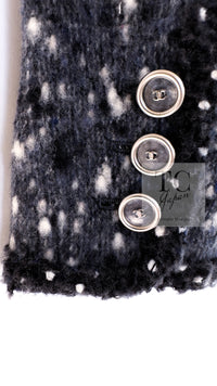 CHANEL 01A Navy Dark Gray Wool Tweed Jacket 38 40 42 シャネル ネイビー ダーグレー ポップコーン ウール ジャケット 即発