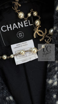 CHANEL 01A Navy Dark Gray Wool Tweed Jacket 38 40 42 シャネル ネイビー ダーグレー ポップコーン ウール ジャケット 即発