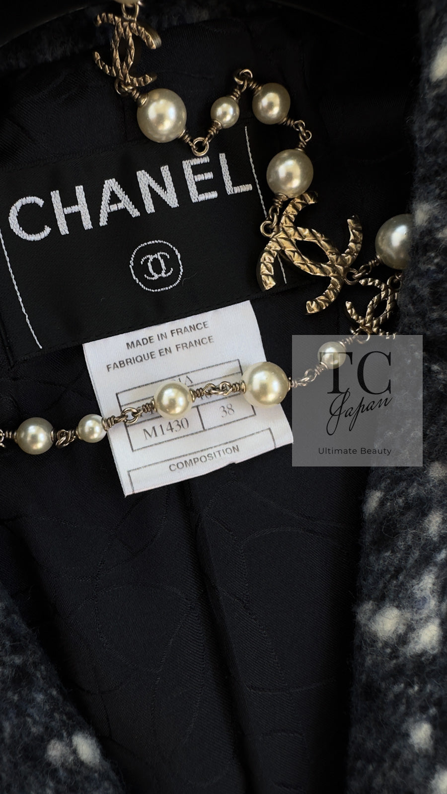 CHANEL 01A Navy Dark Gray Wool Tweed Jacket 38 40 42 シャネル ネイビー ダーグレー ポップコーン ウール ジャケット 即発